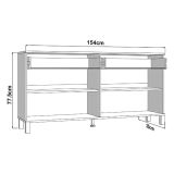 Credenza Bianco Nero 3 Ripiani 2 Cassetti 154x35x78h cm, 4 Ante - Barich