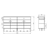 Credenza Bianco Nero 3 Ripiani 2 Cassetti 154x35x78h cm, 4 Ante - Barich