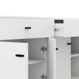 Credenza Bianco Nero 3 Ripiani 2 Cassetti 154x35x78h cm, 4 Ante - Barich