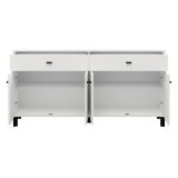 Credenza Bianco Nero 3 Ripiani 2 Cassetti 154x35x78h cm, 4 Ante - Barich
