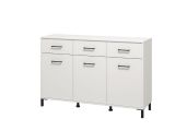 Credenza Bianco Nero 3 Ripiani 3 Cassetti 138x40x90h cm, 3 Ante - Laerru