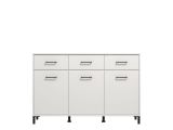 Credenza Bianco Nero 3 Ripiani 3 Cassetti 138x40x90h cm, 3 Ante - Laerru