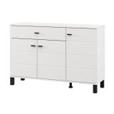 Credenza Bianco Nero 3 Ripiani un Cassetto 116x35x78h cm, 3 Ante - Uyuni