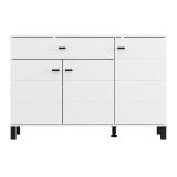 Credenza Bianco Nero 3 Ripiani un Cassetto 116x35x78h cm, 3 Ante - Uyuni