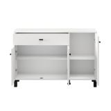 Credenza Bianco Nero 3 Ripiani un Cassetto 116x35x78h cm, 3 Ante - Uyuni