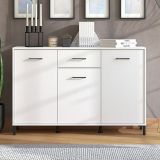 Credenza Bianco Nero 3 Ripiani un Cassetto 138x40x90h cm, 3 Ante - Laerru
