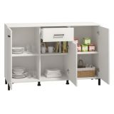 Credenza Bianco Nero 3 Ripiani un Cassetto 138x40x90h cm, 3 Ante - Laerru