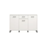 Credenza Bianco Nero 3 Ripiani un Cassetto 138x40x90h cm, 3 Ante - Laerru