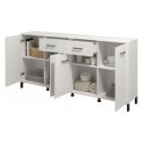 Credenza Bianco Nero 4 Ripiani 2 Cassetti 182.5x40x90h cm, 4 Ante - Grondona