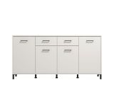 Credenza Bianco Nero 4 Ripiani 2 Cassetti 182.5x40x90h cm, 4 Ante - Grondona
