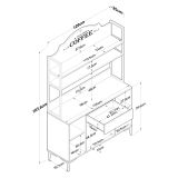 Credenza Bianco Nero 4 Ripiani un Cassetto 120x40x184h cm, 4 Ante - Camino