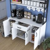 Credenza Bianco Nero 4 Ripiani un Cassetto 120x40x184h cm, 4 Ante - Camino