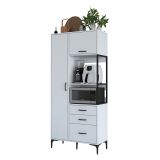 Credenza Bianco Nero 5 Ripiani 3 Cassetti 90x40x199h cm, 2 Ante - Solofra