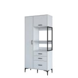 Credenza Bianco Nero 5 Ripiani 3 Cassetti 90x40x199h cm, 2 Ante - Solofra
