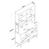 Credenza Bianco Nero 5 Ripiani un Cassetto 120x40x199h cm, 8 Ante - Cavriago