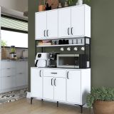 Credenza Bianco Nero 5 Ripiani un Cassetto 120x40x199h cm, 8 Ante - Cavriago