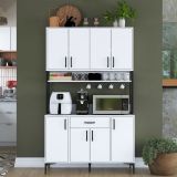 Credenza Bianco Nero 5 Ripiani un Cassetto 120x40x199h cm, 8 Ante - Cavriago