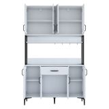Credenza Bianco Nero 5 Ripiani un Cassetto 120x40x199h cm, 8 Ante - Cavriago