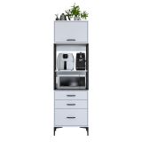 Credenza Bianco Nero un Ripiano 3 Cassetti 60x40x199h cm, Un'anta - Capua