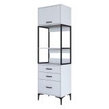 Credenza Bianco Nero un Ripiano 3 Cassetti 60x40x199h cm, Un'anta - Capua