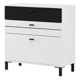 Credenza Bianco Nero un Ripiano 3 Cassetti 77x35x78h cm, 3 Vani - Diani