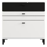 Credenza Bianco Nero un Ripiano 3 Cassetti 77x35x78h cm, 3 Vani - Diani