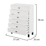 Credenza Bianco Nero un Ripiano 6 Cassetti 77x35x78h cm, 6 Vani - Otaval