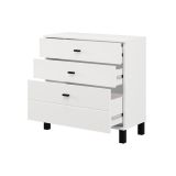 Credenza Bianco Opaco 3 Cassetti un Ripiano 77x35x78h cm, Apertura Scorrevole - Mindo