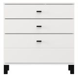 Credenza Bianco Opaco 3 Cassetti un Ripiano 77x35x78h cm, Apertura Scorrevole - Mindo