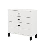 Credenza Bianco Opaco 3 Cassetti un Ripiano 77x35x78h cm, Apertura Scorrevole - Mindo