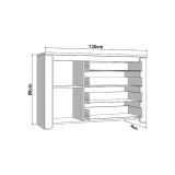 Credenza Bianco Opaco Marrone Rovere 2 Ripiani 4 Cassetti 135x40x88h cm, Un'anta - Bicheno