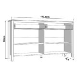 Credenza Bianco Opaco Marrone Rovere 3 Ripiani 2 Cassetti 163x40x92h cm, 4 Ante - Belve