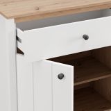 Credenza Bianco Opaco Marrone Rovere 3 Ripiani 2 Cassetti 163x40x92h cm, 4 Ante - Belve