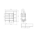 Credenza Bianco Opaco Marrone Rovere 4 Ripiani 3 Cassetti 106x35x101h cm, Un'anta - Coloni