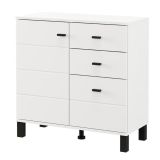 Credenza Bianco Opaco Nero 3 Cassetti 2 Ripiani 77x35x78h cm, Apertura Battente, Scorrevole - Ollant