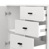 Credenza Bianco Opaco Nero 3 Cassetti 2 Ripiani 77x35x78h cm, Apertura Battente, Scorrevole - Ollant