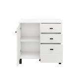 Credenza Bianco Opaco Nero 3 Cassetti 2 Ripiani 77x35x78h cm, Apertura Battente, Scorrevole - Ollant