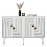 Credenza Bianco oro 2 Ripiani 4 Ante 120x30x80h cm, Effetto Geometrico - Thiene