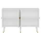 Credenza Bianco oro 2 Ripiani 4 Ante 120x30x80h cm, Effetto Geometrico - Thiene