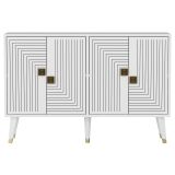 Credenza Bianco oro 2 Ripiani 4 Ante 120x30x80h cm, Effetto Geometrico - Thiene