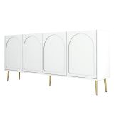 Credenza Bianco oro 2 Ripiani 4 Ante 180x35x80h cm, 4 Vani - Torno