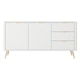 Credenza Bianco oro 3 Cassetti 2 Ripiani 163x38x81h cm, Apertura Battente, Scorrevole - Halilala