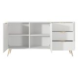 Credenza Bianco oro 3 Cassetti 2 Ripiani 163x38x81h cm, Apertura Battente, Scorrevole - Halilala