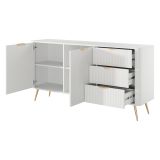 Credenza Bianco oro 3 Cassetti 2 Ripiani 163x38x81h cm, Apertura Battente, Scorrevole - Halilala