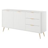 Credenza Bianco oro 3 Cassetti 2 Ripiani 163x38x81h cm, Apertura Battente, Scorrevole - Halilala