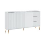 Credenza Bianco oro 3 Cassetti 2 Ripiani 179x40x98h cm, Apertura Battente, Scorrevole - Lenasi