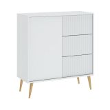 Credenza Bianco oro 3 Cassetti Apertura Battente, Scorrevole 91x40x98h cm, Un'anta - Lemihapa