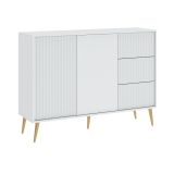 Credenza Bianco oro 3 Cassetti un Ripiano 135x40x98h cm, Apertura Battente, Scorrevole - Lemosato