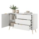 Credenza Bianco oro 3 Cassetti un Ripiano 138x38x81h cm, Apertura Battente, Scorrevole - Halilomo