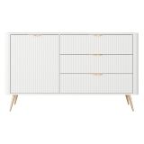 Credenza Bianco oro 3 Cassetti un Ripiano 138x38x81h cm, Apertura Battente, Scorrevole - Halilomo